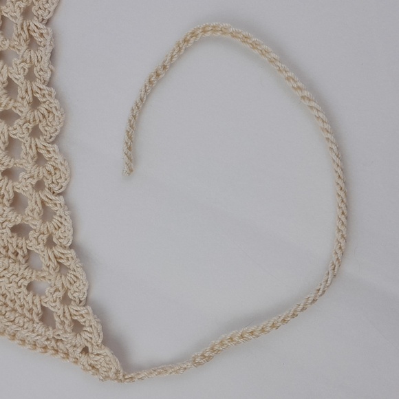 Cream Dragonfly Filet Crocheted Head Bandana Kerchief Tie Back - Picture 3 of 8